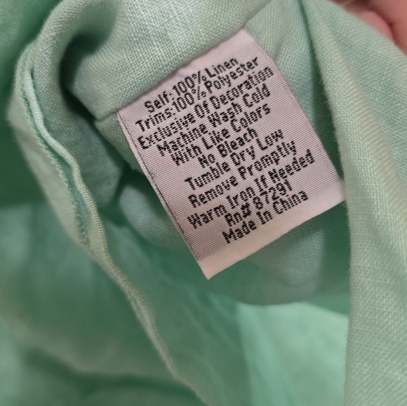 Johnny Was Rosalie Linen Pintuck Poncho Top Cool Mint Green Embroidered Large - Picture 8 of 8